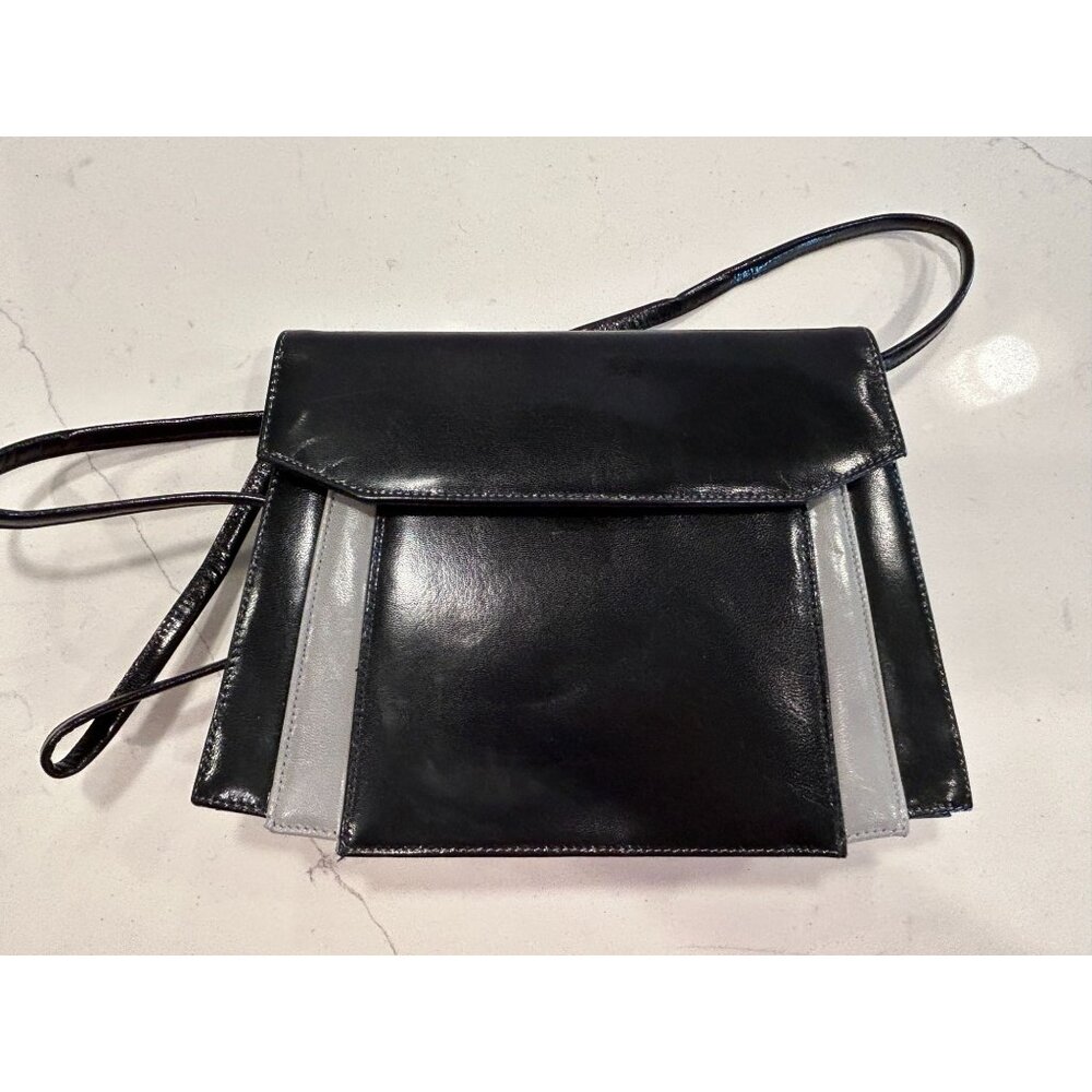 Robert Ferenc For Frenchy Of California Leather Handbag Purse in Black/Gray